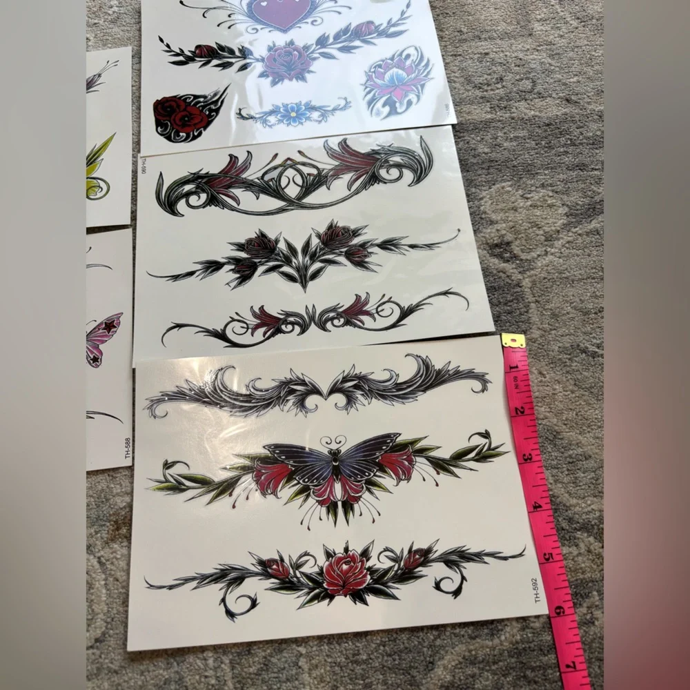 Floral and Heart Temporary Tattoo Set